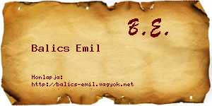 Balics Emil névjegykártya